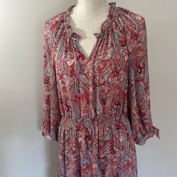 NWT Talbots Paisley Fall Dress Petite Large - Picture 2 of 9